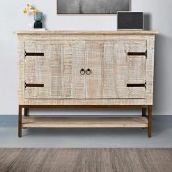 Antique White and Black Wooden Entryway Cabinet with 2 Doors and Metal Frame 16" L x 48" W x 36" H by The Urban Port -The Urban Port Sales antique white and black the urban port accent cabinets upt 263778 31 1000