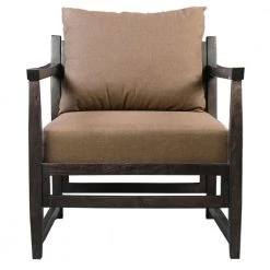 Malibu Beige and Brown Open Wood Frame Accent Chair by The Urban Port