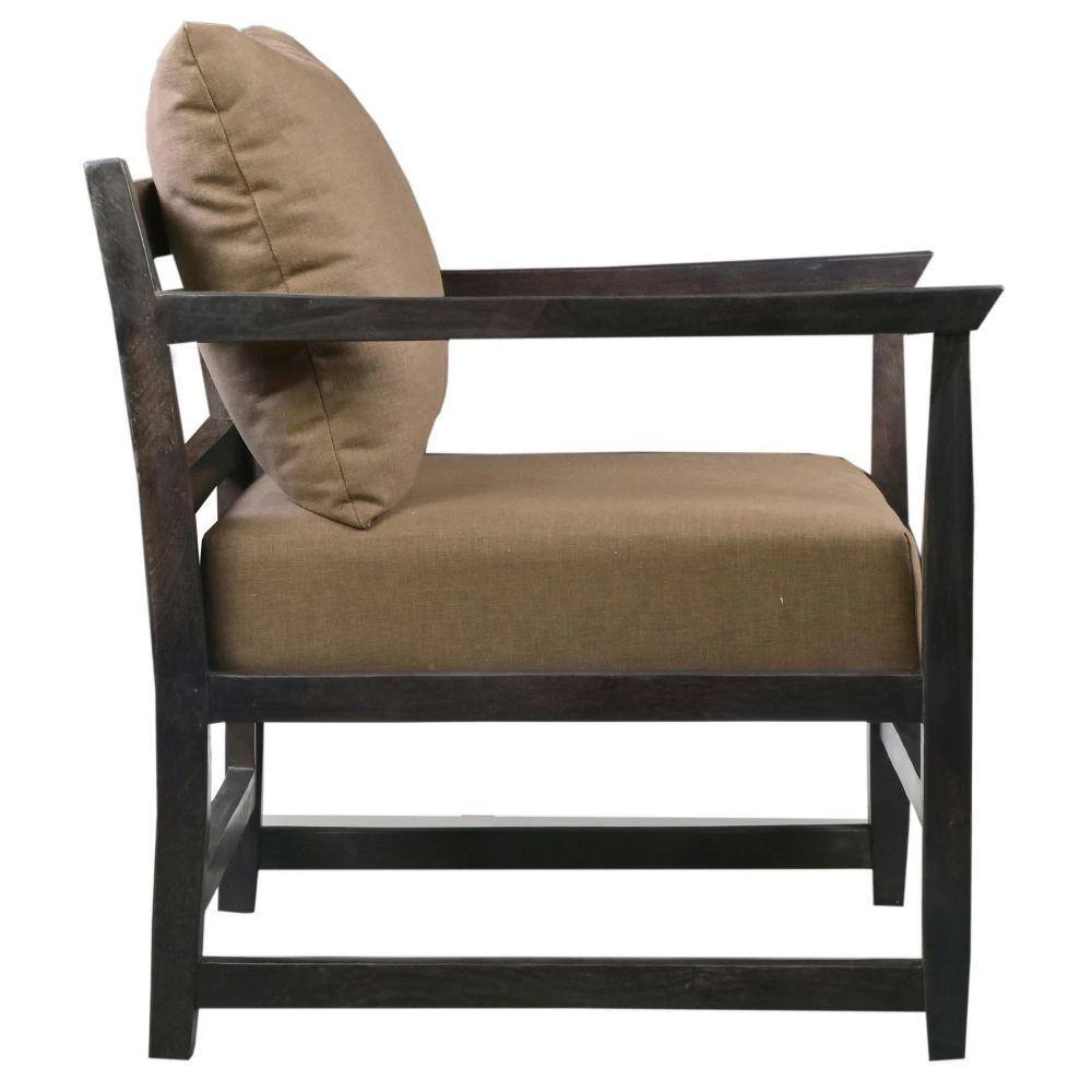 Malibu Beige and Brown Open Wood Frame Accent Chair by The Urban Port 2 Malibu Beige and Brown Open Wood Frame Accent Chair by The Urban Port - Image 2