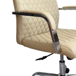 Beige and Chrome Adjustable Diamond Stitched Ergonomic Leatherette Office Chair with Casters by The Urban Port -The Urban Port Sales beige and chrome the urban port executive chairs upt 230092 44 1000