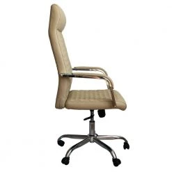 Beige and Chrome Adjustable Diamond Stitched Ergonomic Leatherette Office Chair with Casters by The Urban Port -The Urban Port Sales beige and chrome the urban port executive chairs upt 230092 4f 1000