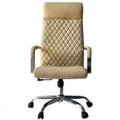 Beige and Chrome Adjustable Diamond Stitched Ergonomic Leatherette Office Chair with Casters by The Urban Port -The Urban Port Sales beige and chrome the urban port executive chairs upt 230092 c3 1000