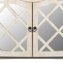 Beige Mango Wood Cabinet with Mirrored Look Steel Insert Door Storage by The Urban Port -The Urban Port Sales beige the urban port accent cabinets upt 195275 44 1000