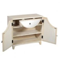 Beige Mango Wood Cabinet with Mirrored Look Steel Insert Door Storage by The Urban Port -The Urban Port Sales beige the urban port accent cabinets upt 195275 77 1000