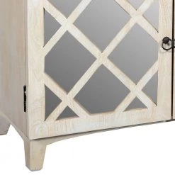 Beige Mango Wood Cabinet with Mirrored Look Steel Insert Door Storage by The Urban Port -The Urban Port Sales beige the urban port accent cabinets upt 195275 fa 1000