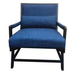 Black and Blue Fabric Padded Wooden Frame Tufted Accent Sofa Arm Chair with Armrest by The Urban Port