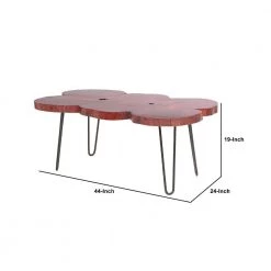 44 in. Black and Walnut Brown Acacia Wood Quatrefoil Top Coffee Table with Live Edge and Iron Hairpin Legs by The Urban Port 15 44 in. Black and Walnut Brown Acacia Wood Quatrefoil Top Coffee Table with Live Edge and Iron Hairpin Legs by The Urban Port -The Urban Port Sales black and brown the urban port coffee tables upt 266379 44 1000