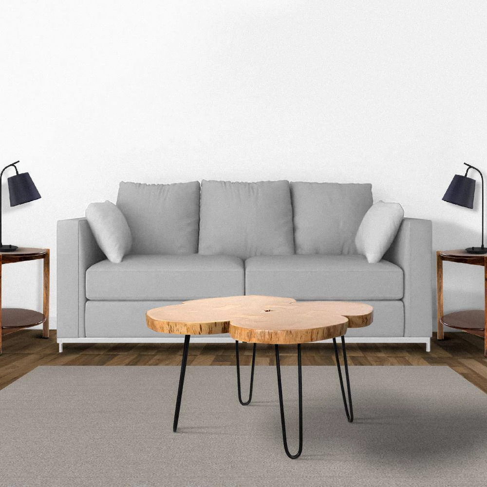 29 in. Brown and Black Acacia Wood Quatrefoil Top Coffee Table with Live Edge with Iron Hairpin Legs by The Urban Port 10 29 in. Brown and Black Acacia Wood Quatrefoil Top Coffee Table with Live Edge with Iron Hairpin Legs by The Urban Port - Image 10