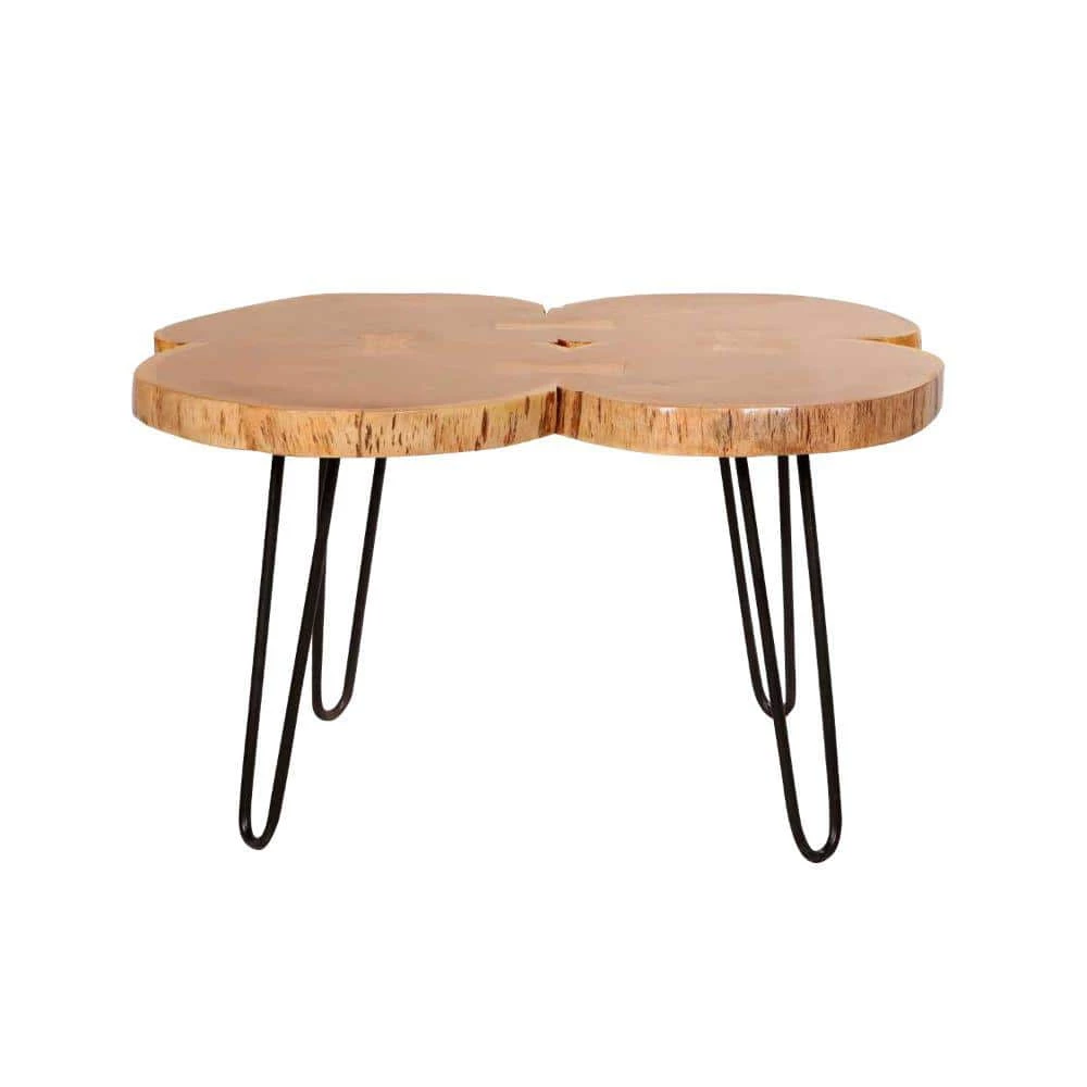 29 in. Brown and Black Acacia Wood Quatrefoil Top Coffee Table with Live Edge with Iron Hairpin Legs by The Urban Port 1 29 in. Brown and Black Acacia Wood Quatrefoil Top Coffee Table with Live Edge with Iron Hairpin Legs by The Urban Port
