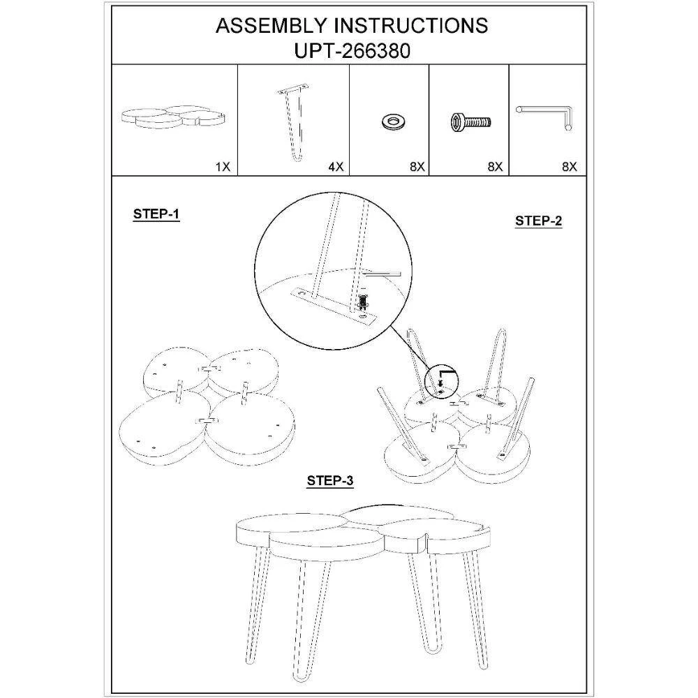 29 in. Brown and Black Acacia Wood Quatrefoil Top Coffee Table with Live Edge with Iron Hairpin Legs by The Urban Port 9 29 in. Brown and Black Acacia Wood Quatrefoil Top Coffee Table with Live Edge with Iron Hairpin Legs by The Urban Port - Image 9