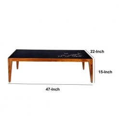 47.2 in. Black and Brown Rectangular Metal Top Coffee Table with Laser Cut Design by The Urban Port -The Urban Port Sales black and brown the urban port coffee tables upt 272003 44 1000