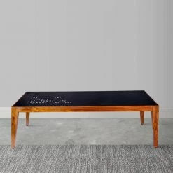 47.2 in. Black and Brown Rectangular Metal Top Coffee Table with Laser Cut Design by The Urban Port -The Urban Port Sales black and brown the urban port coffee tables upt 272003 fa 1000