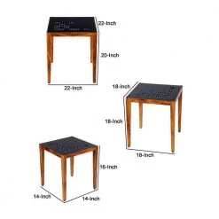 Alba 22 in. Black and Brown Square Metal Nesting Table Set with 3-Pieces by The Urban Port -The Urban Port Sales black and brown the urban port coffee tables upt 272006 66 1000