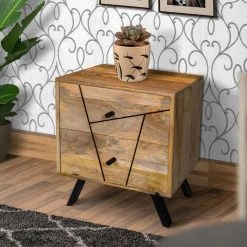 2-Drawer Black and Brown 2-Tone Wooden Nightstand 18 in. L x 12 in. W x 23 in. H by The Urban Port -The Urban Port Sales black and brown the urban port nightstands upt 231462 31 1000