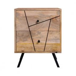 2-Drawer Black and Brown 2-Tone Wooden Nightstand 18 in. L x 12 in. W x 23 in. H by The Urban Port
