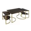26 in. Black and Gold Rectangle Metal Nesting Coffee Table with 3-Piece by The Urban Port