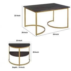 26 in. Black and Gold Rectangle Metal Nesting Coffee Table with 3-Piece by The Urban Port -The Urban Port Sales black and gold the urban port coffee tables upt 271297 fa 1000