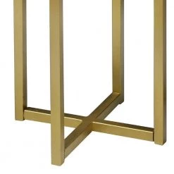 Ivy 12.5 in. Black and Gold Round Marble Top Accent Side Table with Metal Frame by The Urban Port -The Urban Port Sales black and gold the urban port end side tables upt 273473 1f 1000