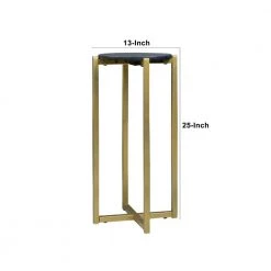 Ivy 12.5 in. Black and Gold Round Marble Top Accent Side Table with Metal Frame by The Urban Port -The Urban Port Sales black and gold the urban port end side tables upt 273473 44 1000
