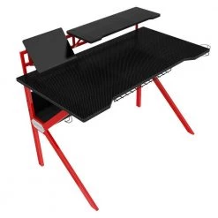 27 in. Black Rectangular Gaming Desk with 2 Shelves and K Shape Leg Support by The Urban Port -The Urban Port Sales black and red the urban port computer desks upt 215118 44 1000