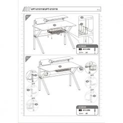27 in. Black Rectangular Gaming Desk with 2 Shelves and K Shape Leg Support by The Urban Port -The Urban Port Sales black and red the urban port computer desks upt 215118 76 1000