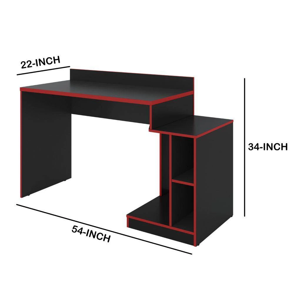 53.54 in. W Rectangular Black and Red Wooden Home Office Computer Gaming Desk by The Urban Port 6 53.54 in. W Rectangular Black and Red Wooden Home Office Computer Gaming Desk by The Urban Port - Image 6
