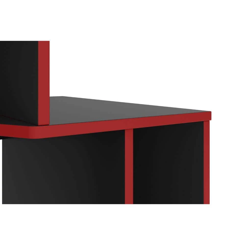 53.54 in. W Rectangular Black and Red Wooden Home Office Computer Gaming Desk by The Urban Port 5 53.54 in. W Rectangular Black and Red Wooden Home Office Computer Gaming Desk by The Urban Port - Image 5
