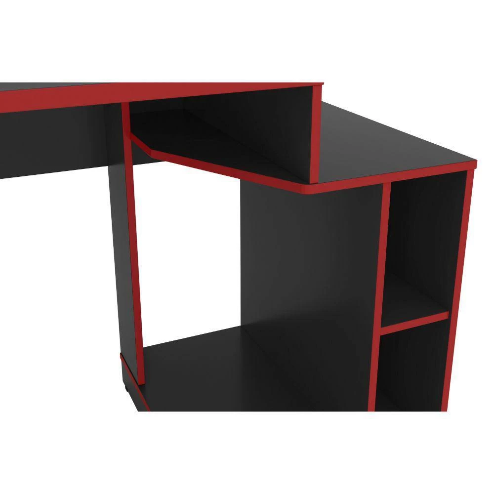 53.54 in. W Rectangular Black and Red Wooden Home Office Computer Gaming Desk by The Urban Port 3 53.54 in. W Rectangular Black and Red Wooden Home Office Computer Gaming Desk by The Urban Port - Image 3