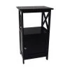28.74 Inches H Black Single Door Wooden Accent Cabinet with Open Shelf and X Side Panels by The Urban Port