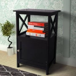28.74 Inches H Black Single Door Wooden Accent Cabinet with Open Shelf and X Side Panels by The Urban Port 18 28.74 Inches H Black Single Door Wooden Accent Cabinet with Open Shelf and X Side Panels by The Urban Port -The Urban Port Sales black the urban port accent cabinets upt 230670 76 1000