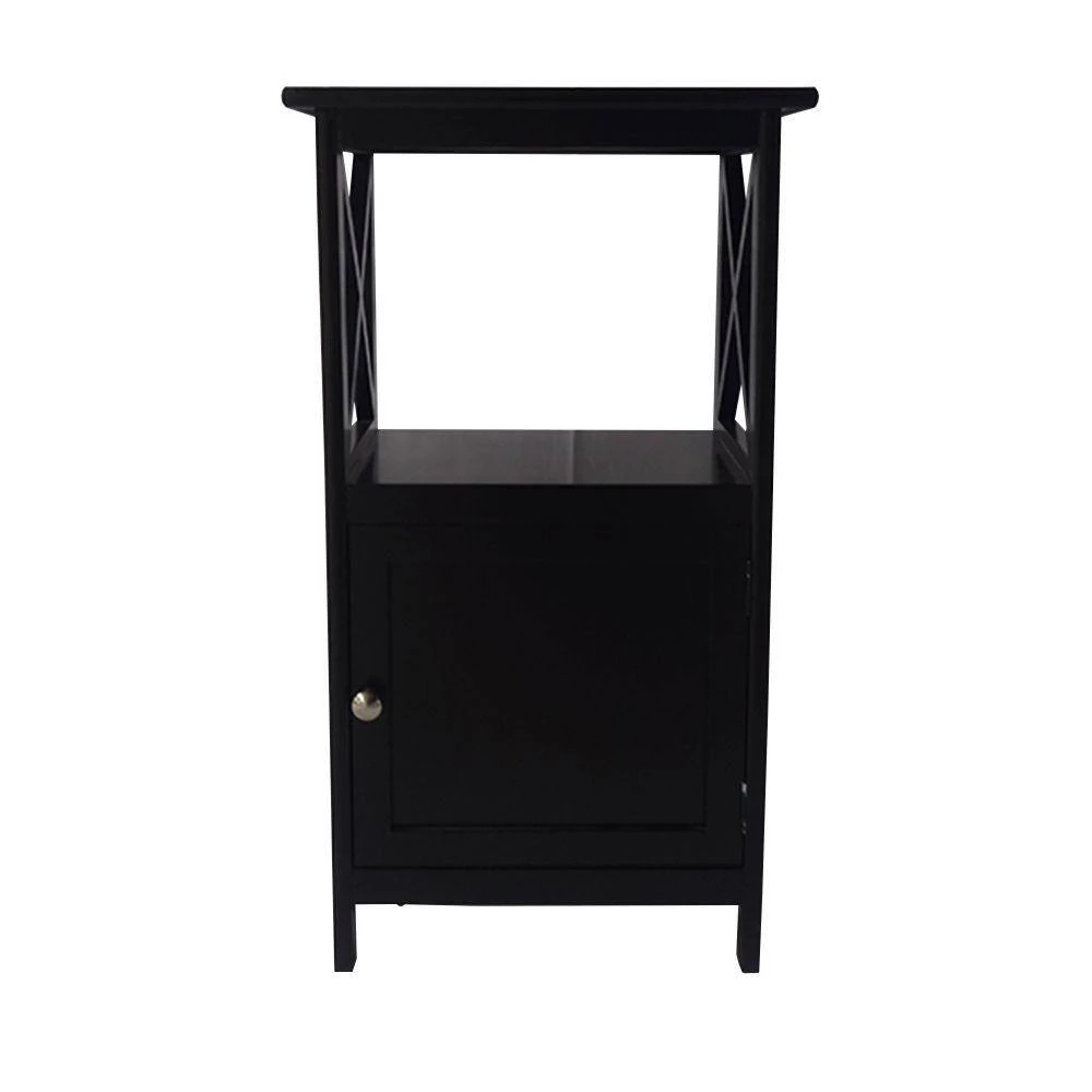 28.74 Inches H Black Single Door Wooden Accent Cabinet with Open Shelf and X Side Panels by The Urban Port 4 28.74 Inches H Black Single Door Wooden Accent Cabinet with Open Shelf and X Side Panels by The Urban Port - Image 4