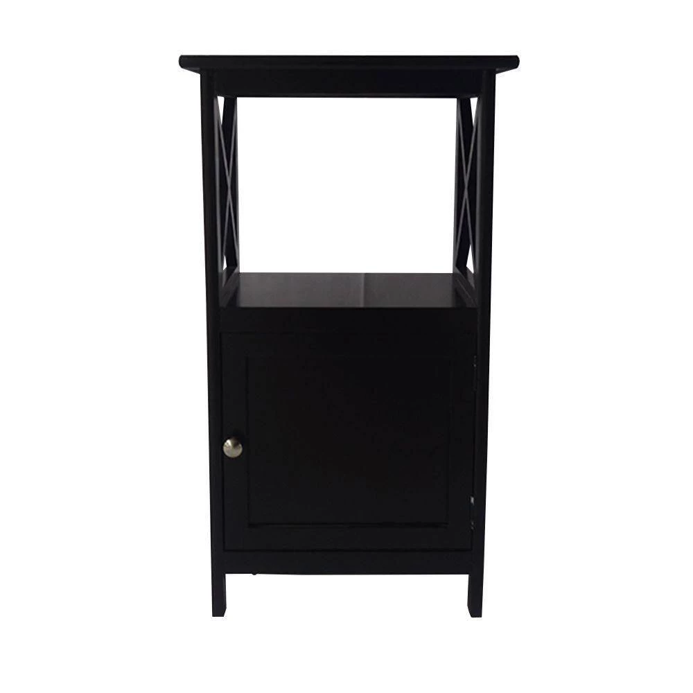 28.74 Inches H Black Single Door Wooden Accent Cabinet with Open Shelf and X Side Panels by The Urban Port 2 28.74 Inches H Black Single Door Wooden Accent Cabinet with Open Shelf and X Side Panels by The Urban Port - Image 2