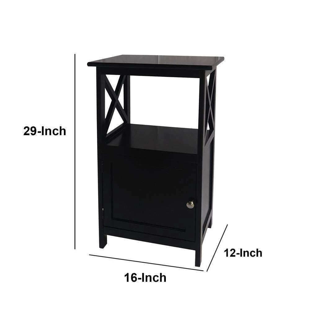 28.74 Inches H Black Single Door Wooden Accent Cabinet with Open Shelf and X Side Panels by The Urban Port 8 28.74 Inches H Black Single Door Wooden Accent Cabinet with Open Shelf and X Side Panels by The Urban Port - Image 8