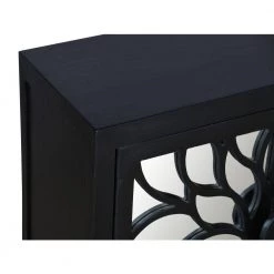 Modern Black WoodAccent Cabinet with Flower Design Mirrored Front by The Urban Port -The Urban Port Sales black the urban port accent cabinets upt 230846 1f 1000
