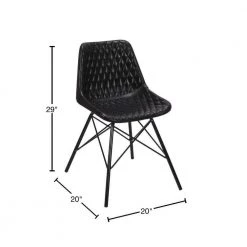 Black Metal Frame Genuine Leather Accent Side Chair with Diamond Stitched by The Urban Port -The Urban Port Sales black the urban port accent chairs upt 263782 40 1000