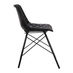 Black Metal Frame Genuine Leather Accent Side Chair with Diamond Stitched by The Urban Port -The Urban Port Sales black the urban port accent chairs upt 263782 4f 1000