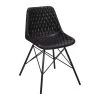 Black Metal Frame Genuine Leather Accent Side Chair with Diamond Stitched by The Urban Port