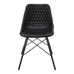 Black Metal Frame Genuine Leather Accent Side Chair with Diamond Stitched by The Urban Port -The Urban Port Sales black the urban port accent chairs upt 263782 c3 1000