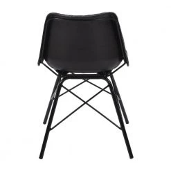 Black Metal Frame Genuine Leather Accent Side Chair with Diamond Stitched by The Urban Port -The Urban Port Sales black the urban port accent chairs upt 263782 fa 1000