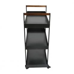 Black 3-Tier Rolling Cart with Storage and Metal Frame Support by The Urban Port -The Urban Port Sales black the urban port bar carts upt 250430 1f 1000
