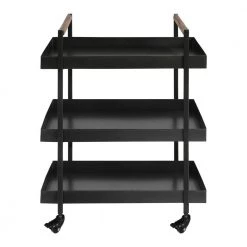 Black 3-Tier Rolling Cart with Storage and Metal Frame Support by The Urban Port