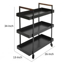 Black 3-Tier Rolling Cart with Storage and Metal Frame Support by The Urban Port -The Urban Port Sales black the urban port bar carts upt 250430 fa 1000