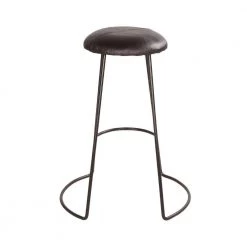 Modern 25.5 in. Black Metal Frame Backless Bar Stool with Genuine Leather Upholstery and Baseball Stitching by The Urban Port -The Urban Port Sales black the urban port bar stools upt 266369 c3 1000