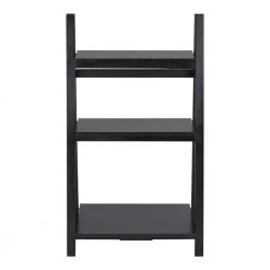 Iza 38 in. Black Rubberwood 3 Tier Storage A Shaped Frame Ladder Bookshelf by The Urban Port
