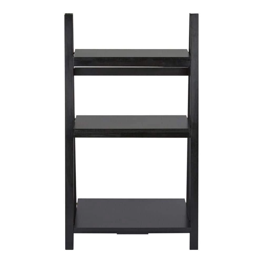 Iza 38 in. Black Rubberwood 3 Tier Storage A Shaped Frame Ladder Bookshelf by The Urban Port 1 Iza 38 in. Black Rubberwood 3 Tier Storage A Shaped Frame Ladder Bookshelf by The Urban Port