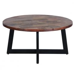 31 in. Brown and Black X-Shape Iron Frame Round Mango Wood Farmhouse Coffee Table by The Urban Port -The Urban Port Sales black the urban port coffee tables upt 262388 4f 1000