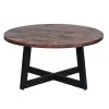 31 in. Brown and Black X-Shape Iron Frame Round Mango Wood Farmhouse Coffee Table by The Urban Port
