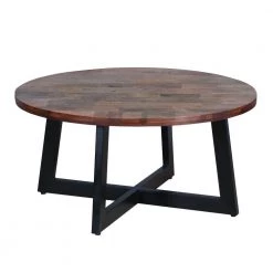 31 in. Brown and Black X-Shape Iron Frame Round Mango Wood Farmhouse Coffee Table by The Urban Port -The Urban Port Sales black the urban port coffee tables upt 262388 e1 1000