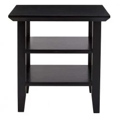19in. W Black Wooden Square End Table with 2 Bottom Shelves by The Urban Port