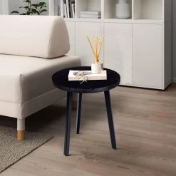 16 in. Black Round Mango Wood Side End Table with Grooved Design and Metal Legs by The Urban Port -The Urban Port Sales black the urban port end side tables upt 272016 1d 1000